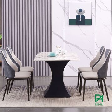 Bộ bàn ăn 4 ghế mặt đá chữ nhật cao cấp, hiện đại
